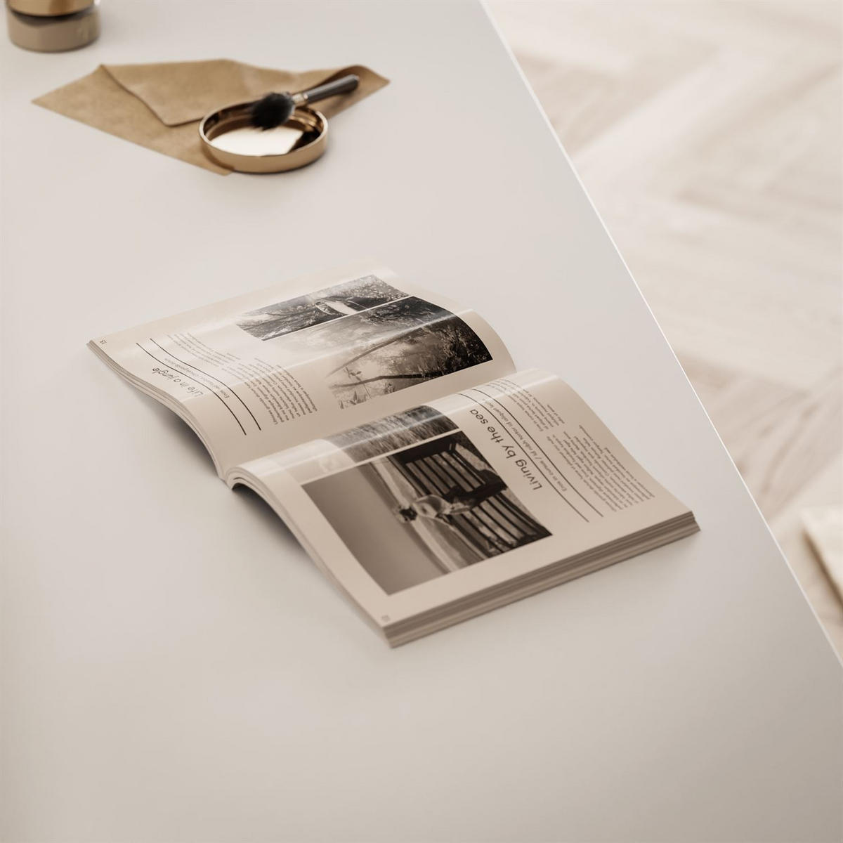 SCHMINKTISCH MADA DOUBLE mit LED-Beleuchtung - Weiß, Holzwerkstoff (152/75/55cm) - Lookway