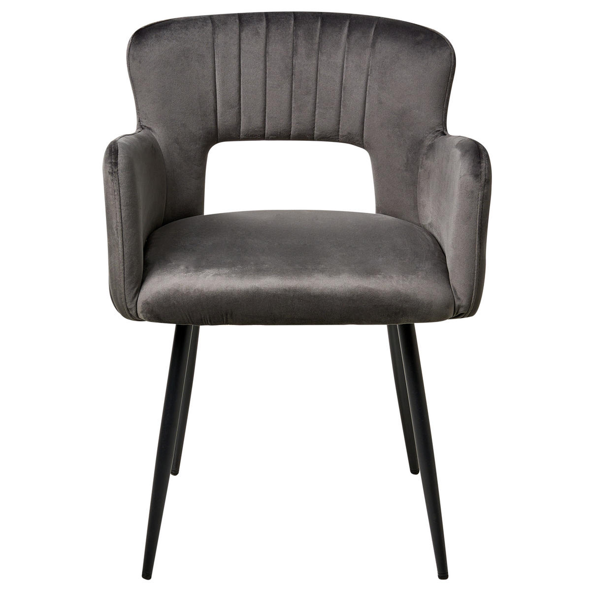ÉTKEZŐSZÉK 2 darabos Szett Bársony Szürke Sanilac - sötétszürke, textil/fém (54/76/50cm) - Beliani