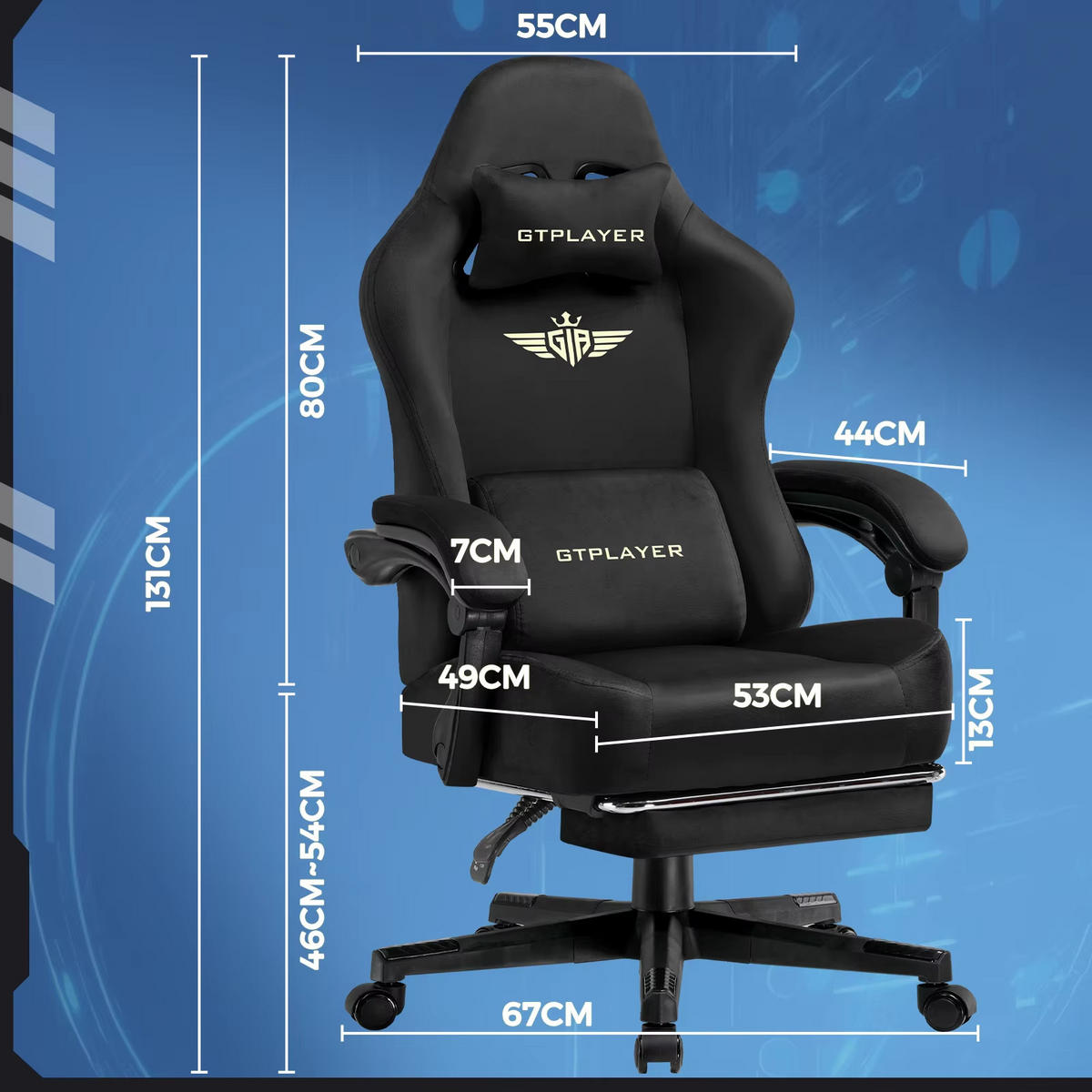 GAMINGSTUHL Stoff Atmungsaktiv Ergonomisch Rot - Rot, Metall (67/131/49cm) - Kaket