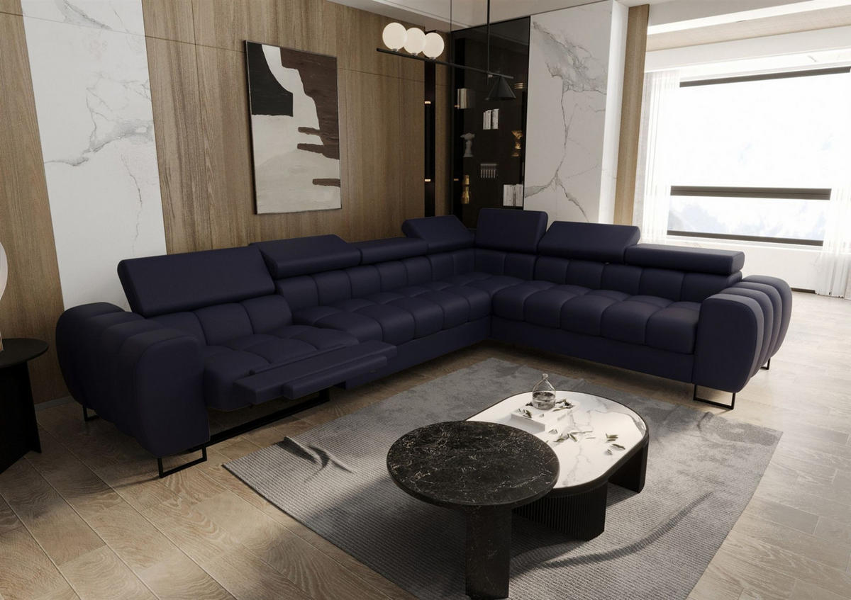 ECKSOFA Bastien Relax - Dunkelblau, Holzwerkstoff/Textil (330/260cm) - Fun Möbel