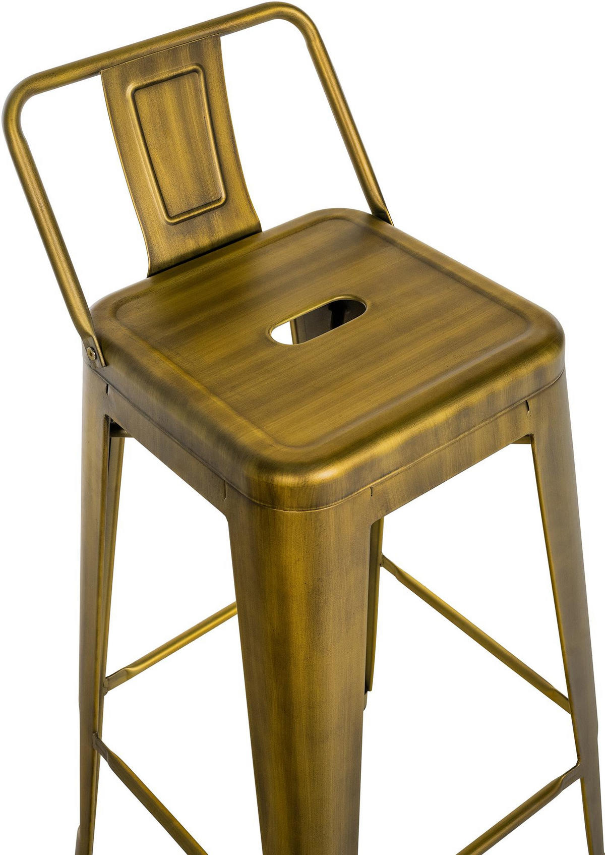BARHOCKER Metall gold - Eukalyptusholzfarben/Goldfarben, Metall (44/96/43cm) - CLP