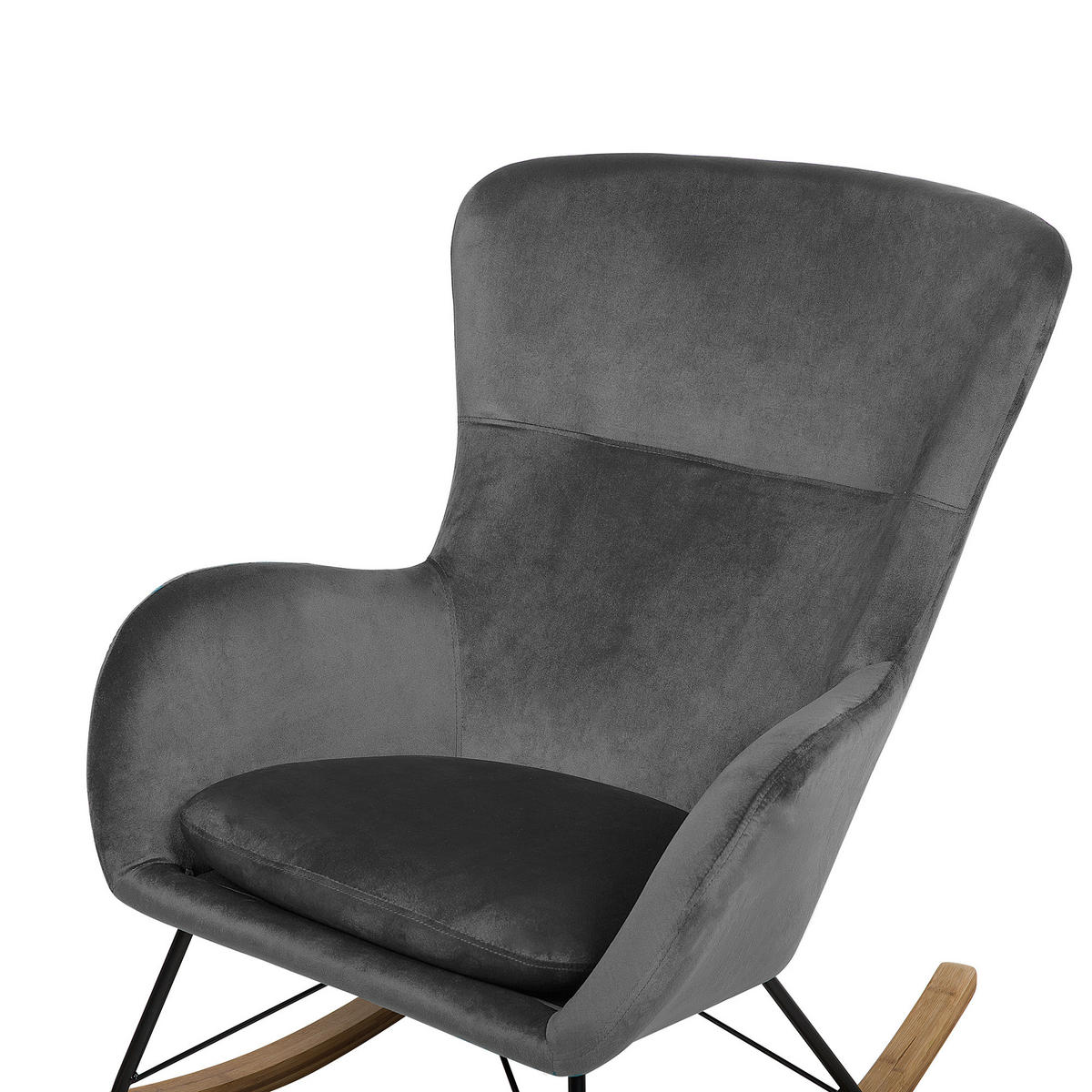 SCHAUKELSESSEL Samtstoff Dunkelgrau Ellan - Hellbraun/Schwarz, Textil (71/97/90cm) - Beliani