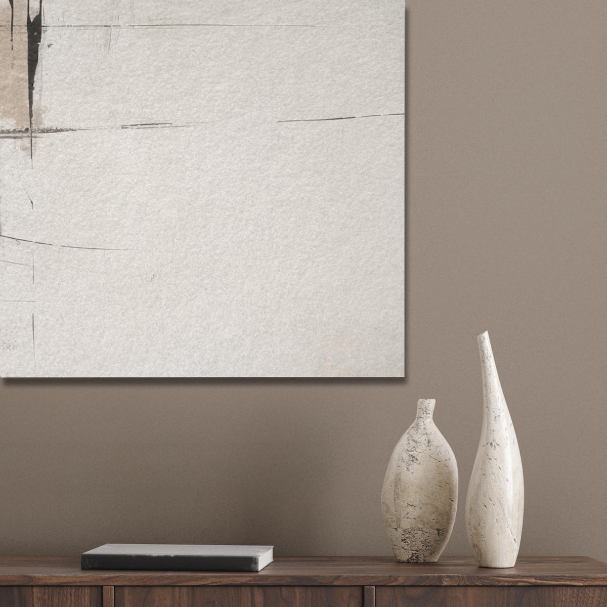 AKUSTIKPANEEL Abstrakt - Kunst - Grau 90x90 cm - Hellgrau, Textil (90/0.9/90cm) - MuchoWow