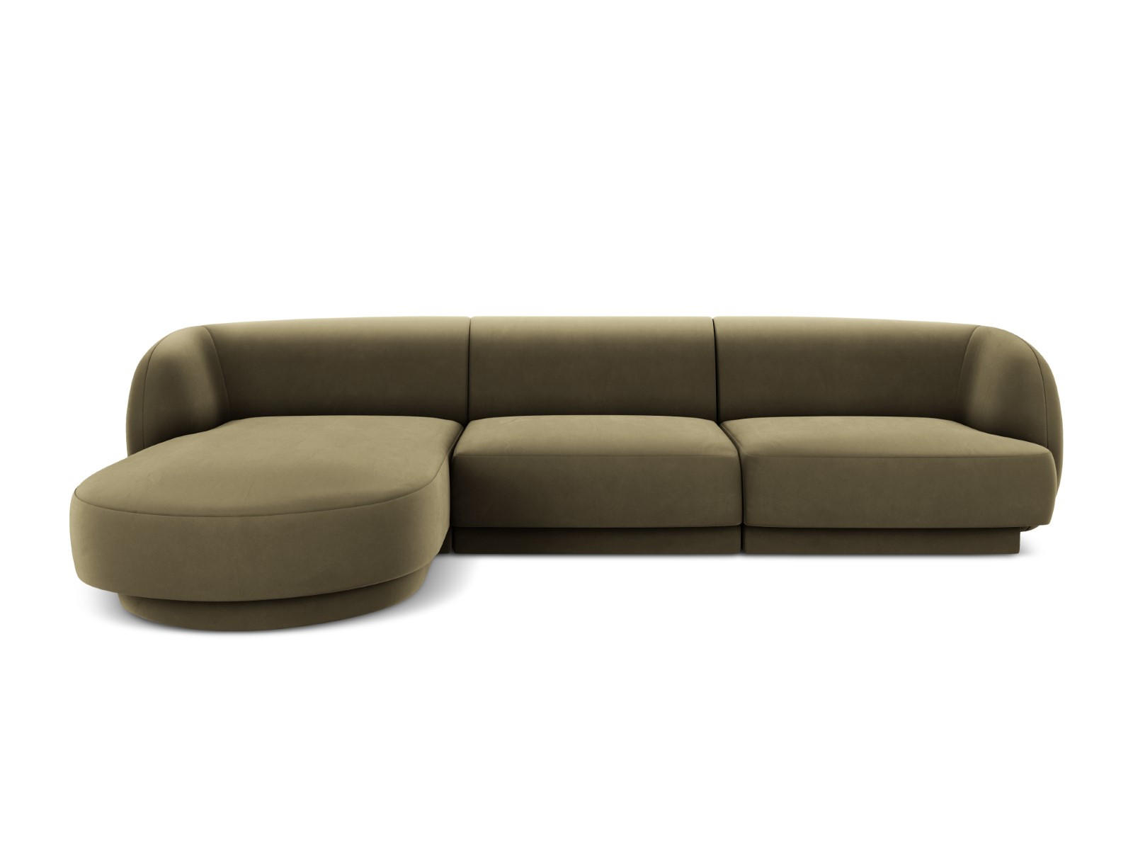 ECKSOFA links Miley aus Samt grün 4 Sitzplätze - Grün, Textil (156/255cm) - Micadoni