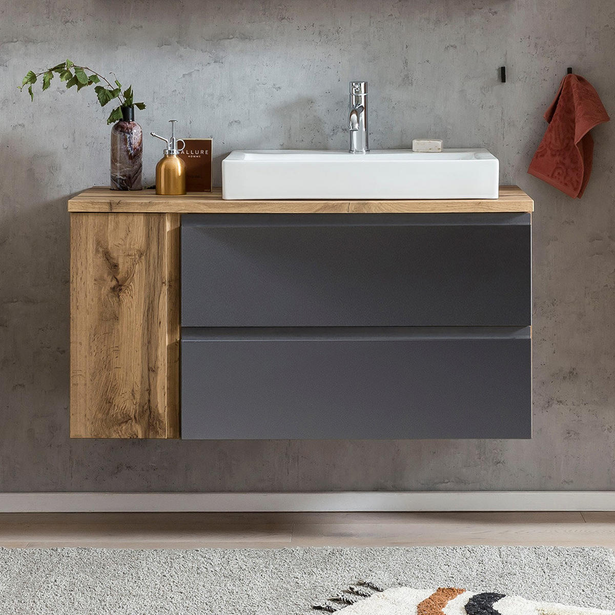 WASCHTISCH Vasto-03 - Braun/Grau, Holzwerkstoff (105/66/47cm) - Lomado