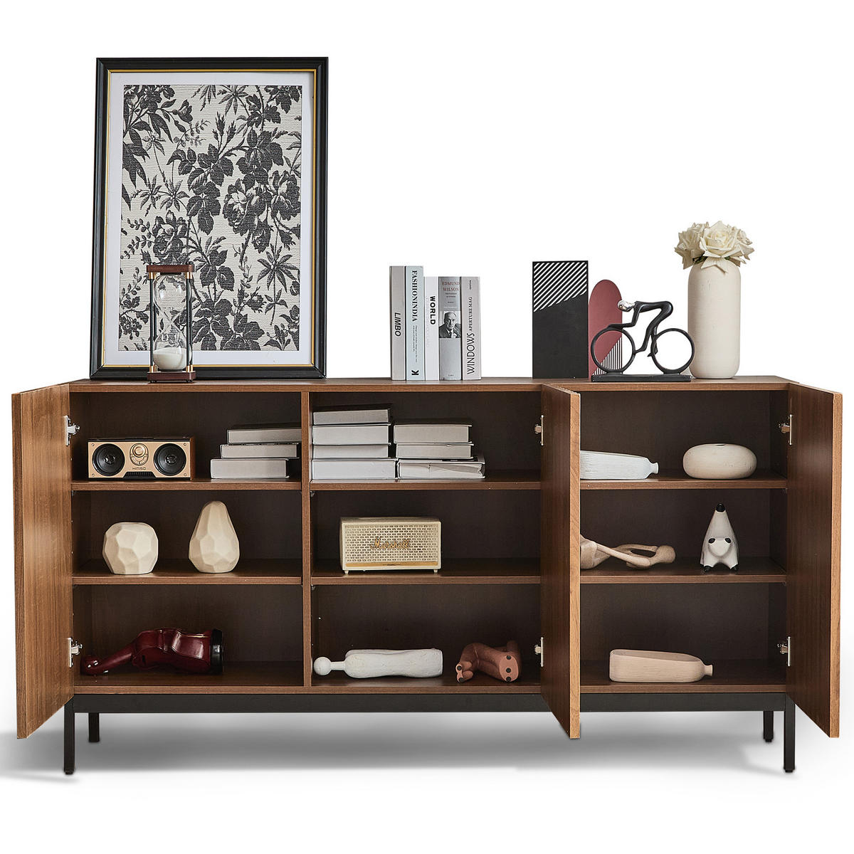 SIDEBOARD dunkelbraun aus MDF mit 3D-Wellendekor 150 × 40 × 80 cm - Dunkelbraun, Holzwerkstoff (150/80/40cm) - Luhomfu