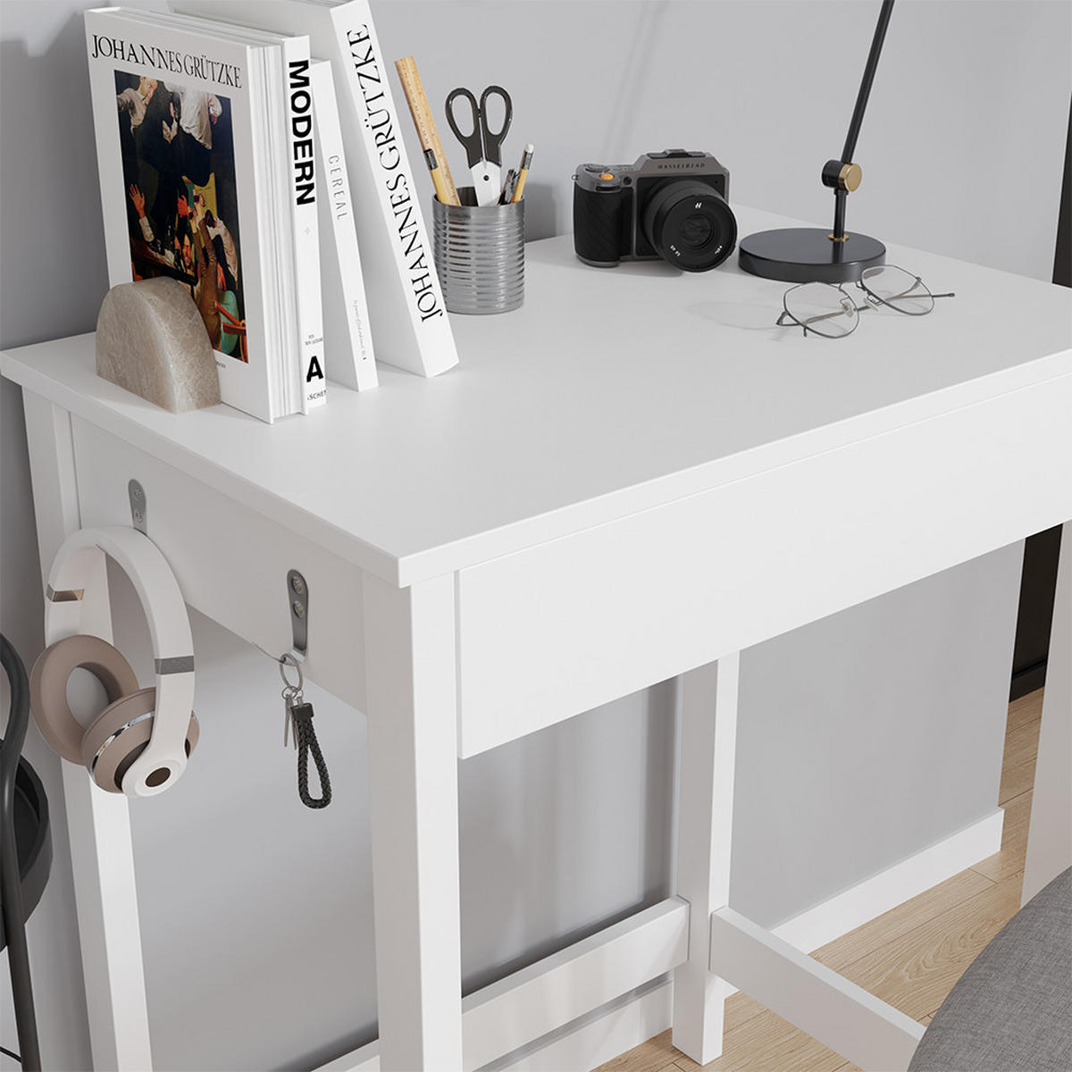 SCHREIBTISCH Surrey Weiß 60 x 40 cm mit Schublade - Weiß, Holzwerkstoff (40/60/76.5cm) - Vicco