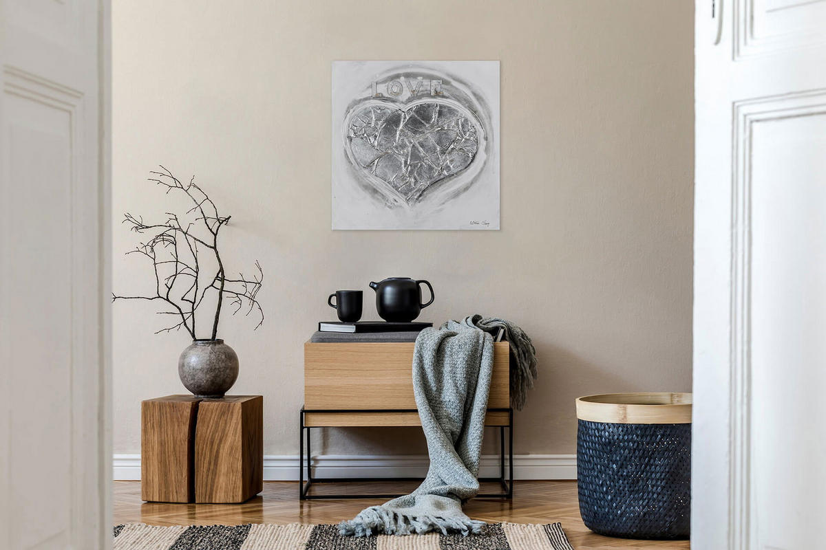 ACRYLBILD HANDGEMALT 80/80 cm - Weiß, Holz/Textil (80/80cm) - KUNSTLOFT