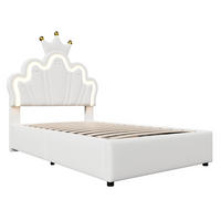POLSTERBETT mit LED und verstellbarem Kopfteil Weiß 90x200 cm Leder - Weiß, Leder (90/200cm) - SONNENH