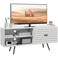 TV-LOWBOARD Weiß 145/38/65 cm, Soft-Close, Kabelmanagement, Holzbeine - Weiß, Holzwerkstoff (145/65/38cm) - PANGIVO