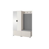 GARDEROBE Ritmo version 1 mit Spiegel, mit POLSTERPANEELEN GRAU - Beige/Grau, Holzwerkstoff (140/185/40cm) - Jerpax