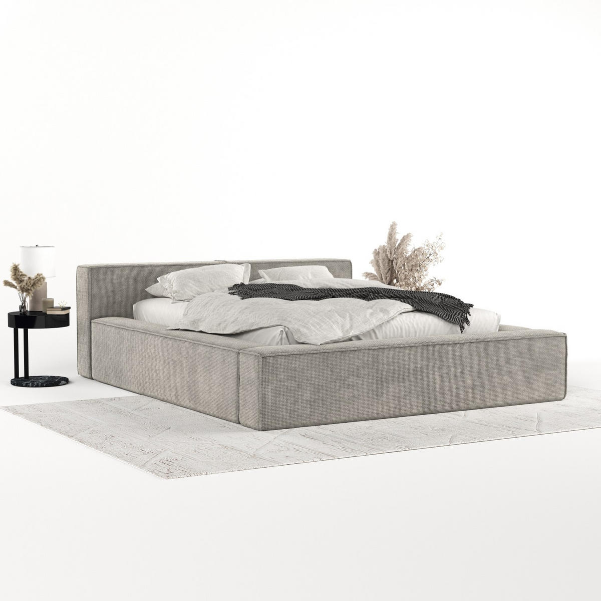 POLSTERBETT Casto mit Stauraum 180/200 cm Hellbeige im Bonita Stoff - Beige/Schwarz, Holz/Holzwerkstoff (180/200cm) - AltaBeds
