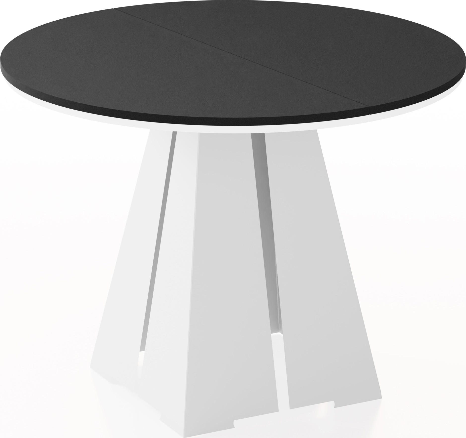 ESSTISCH Kova runder ausziehbarer, Schwarz 100-180/100/76 cm - Schwarz/Weiß, Holzwerkstoff/Metall (100/100/76cm) - WFL GROUP