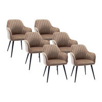 STUHL mit Armlehnen 6er-Set - Samt & Metall schwarz - Beige - ELEANA - Beige, Textil (59/82/58cm) - Vente-Unique