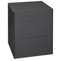 KOMMODE Elfi 52x42x63 Hochglanz Anthrazit/Glas Anthrazit - Anthrazit, Holzwerkstoff (52/63/42cm) - 58aufmkessel