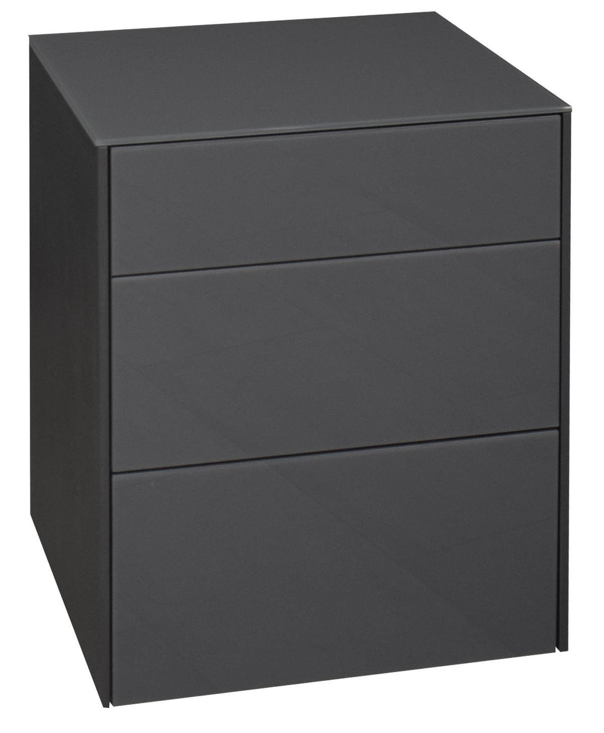 KOMMODE Elfi 52x42x63 Hochglanz Anthrazit/Glas Anthrazit - Anthrazit, Holzwerkstoff (52/63/42cm) - 58aufmkessel