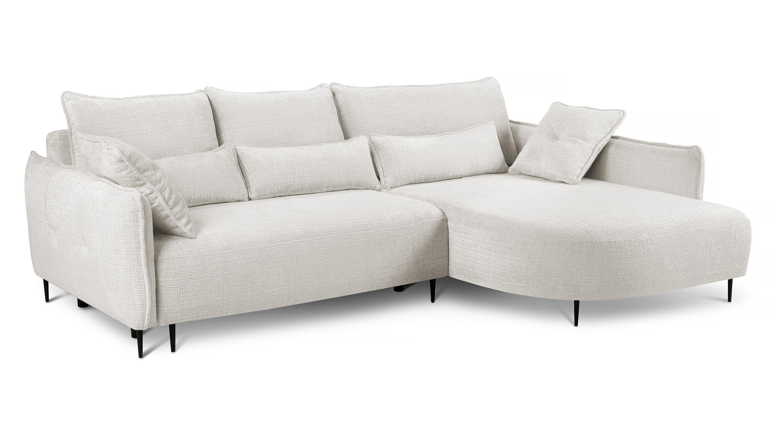 ECKSOFA Oblivio Cremeweiß Chenille - Creme/Schwarz, Textil/Metall (285/200cm) - Selsey