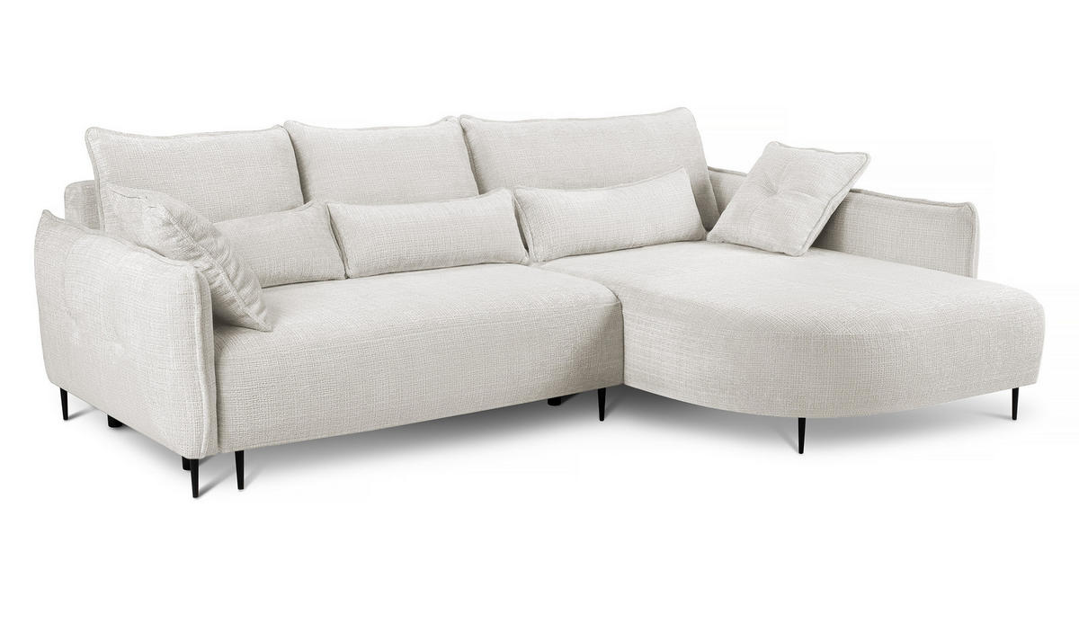 ECKSOFA Oblivio Cremeweiß Chenille - Creme/Schwarz, Textil/Metall (285/200cm) - Selsey