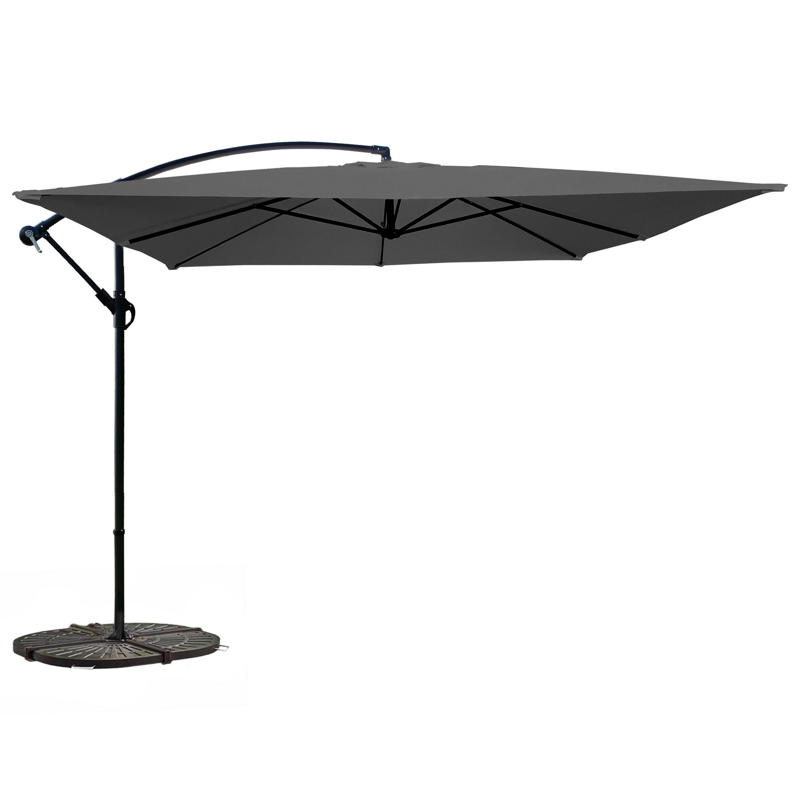 SONNENSCHIRM 3x3m mit 4 Gewichtsplatten, Grau - Grau, Metall (300/300cm) - Oviala