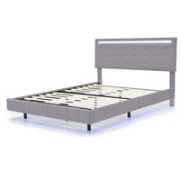 POLSTERBETT 140/200 cm DE-01714, in Grau, mit LED-Leuchten und Schwebeoptik - Grau, Metall (140/200cm) - ComfortXL