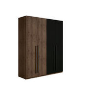 KLEIDERSCHRANK WENOVA 20 - 179,2×220,5×57,8 cm 4 Türen mit Kleiderstange Walnuss Elegant / Schwarz Onyx - Walnussfarben/Schwarz, Holz/Holzwerkstoff (179.2/220.5/57.8cm) - Milaros Markt