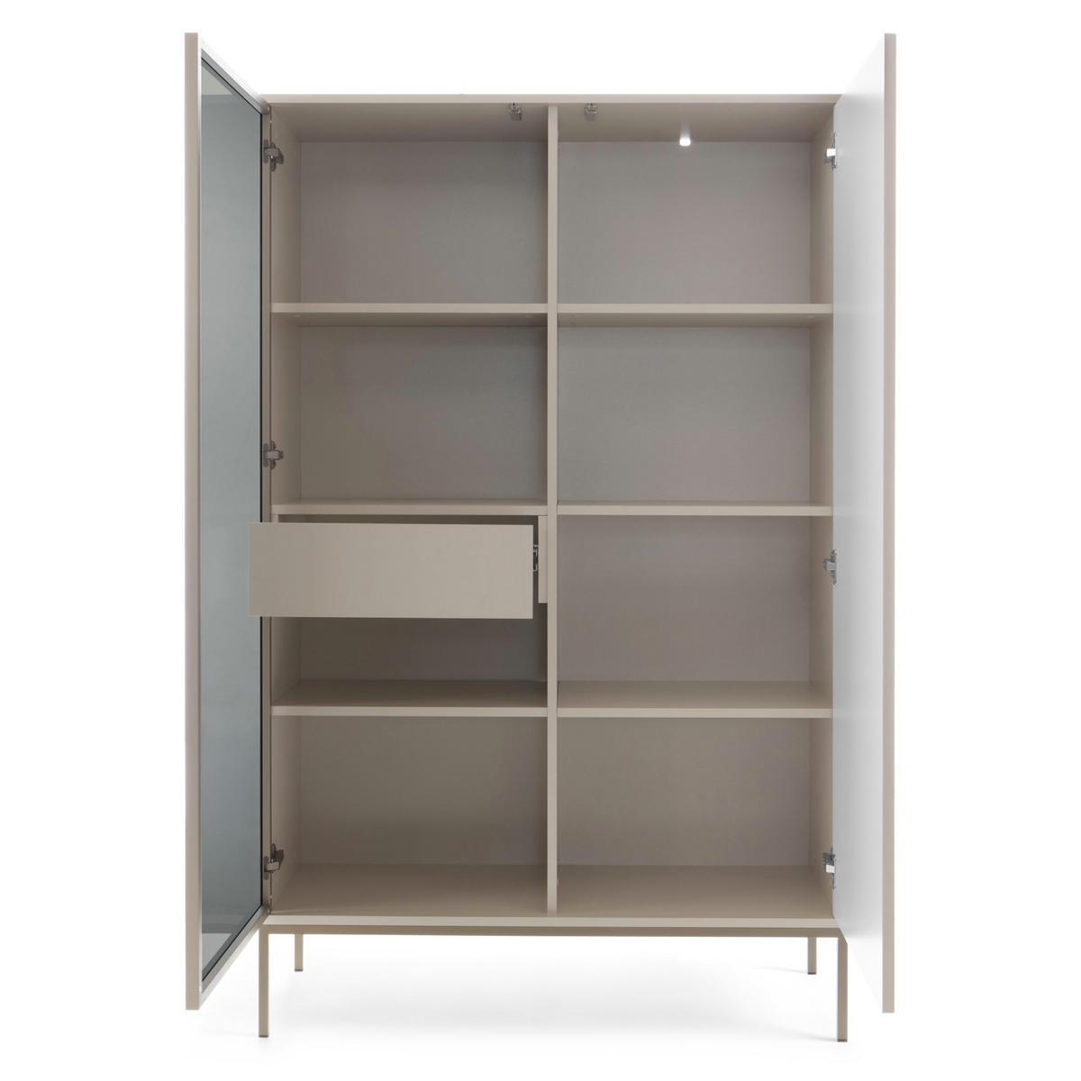 VITRINE Laval WTSZ104 – Kaschmir, mit LED-Beleuchtung - Kaschmir, Glas/Holzwerkstoff (104/166/39cm) - Komodee