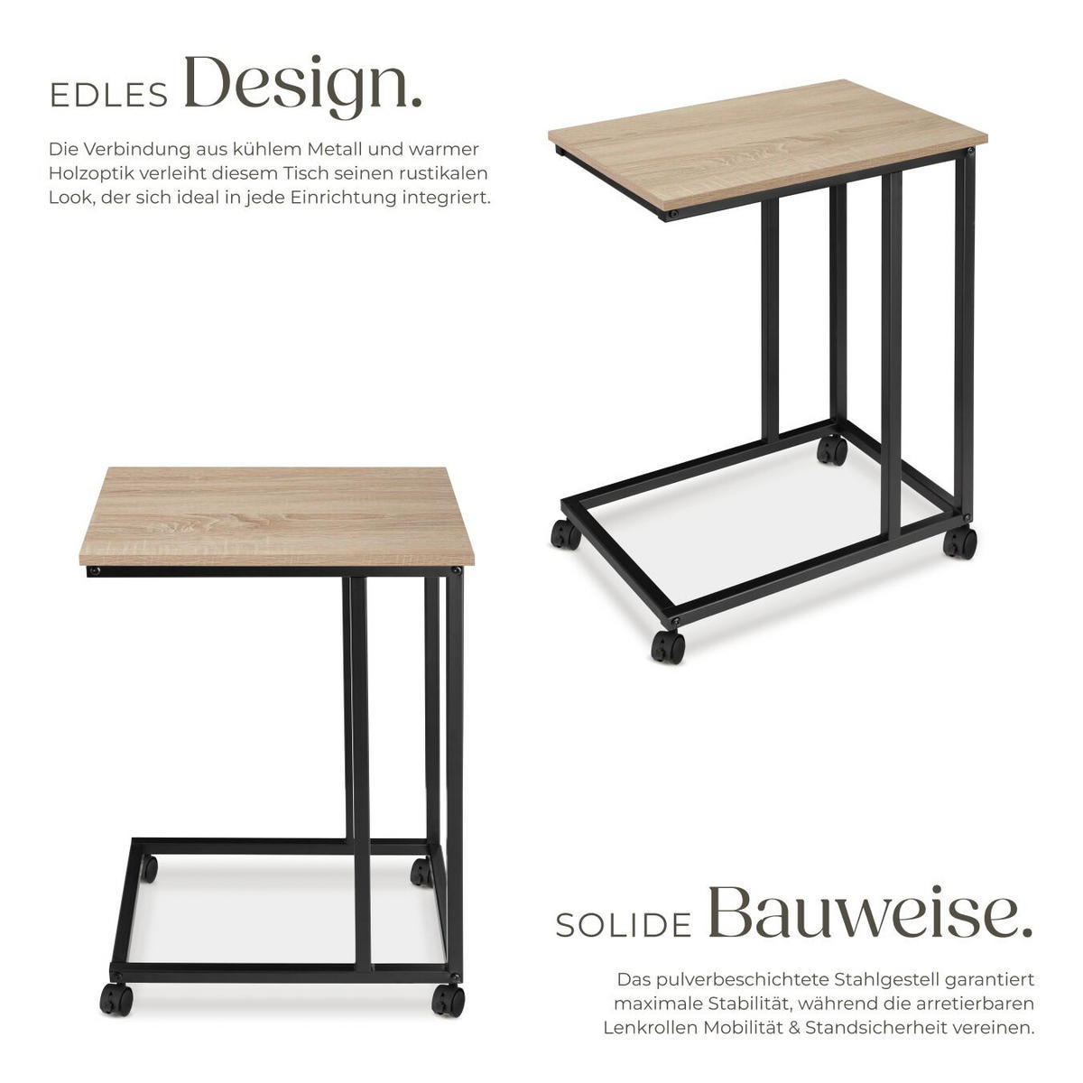 BEISTELLTISCH Luton, 48 x 35 x 70 cm, Industrial Holz hell, Eiche Sonoma - Naturfarben, Holz (48/35/70cm) - tectake