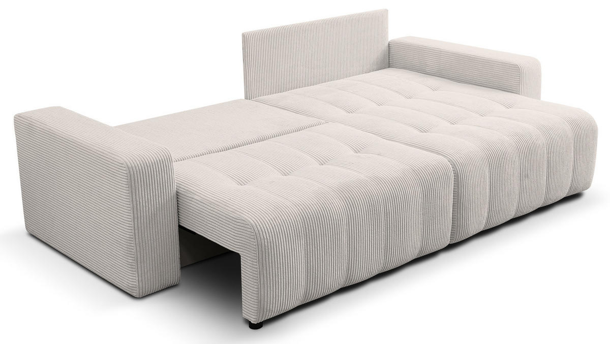 ECKSOFA Palermo mit Schlaffunktion und Bettkasten - Dunkelgelb/Creme, Holz/Holzwerkstoff (245/143cm) - Ravio