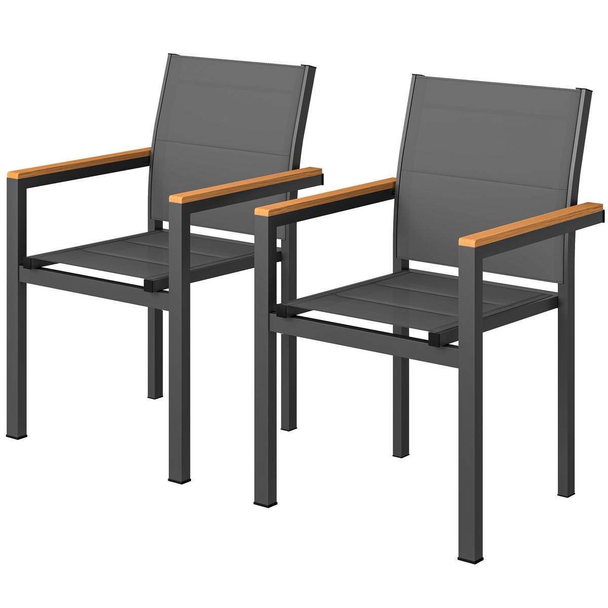 GARTENSTÜHLE 2er-Set DE-13344 gepolsterte Sitz- Dunkelgrau - Dunkelgrau, Metall (55/85/56cm) - ComfortXL