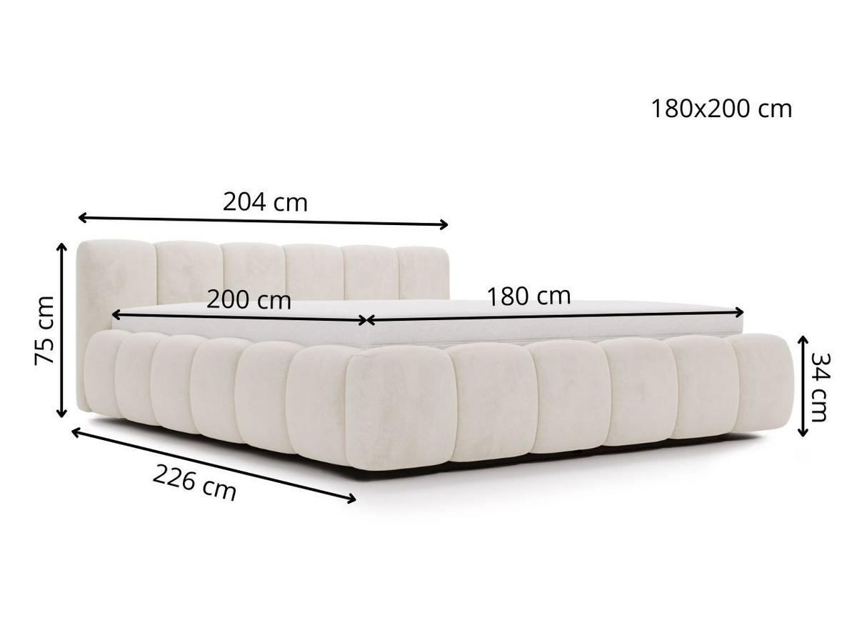 POLSTERBETT Cloud low 180x200 Grau - Grau, Textil (180/200cm) - Graingold