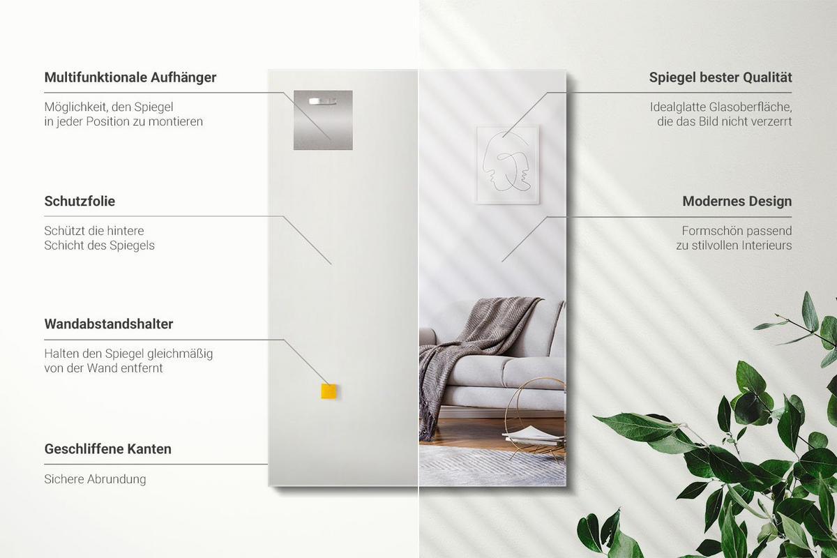 SPIEGEL Rechteckig 70x50 cm - Transparent, Glas (70/50/0.4cm) - Wallfluent