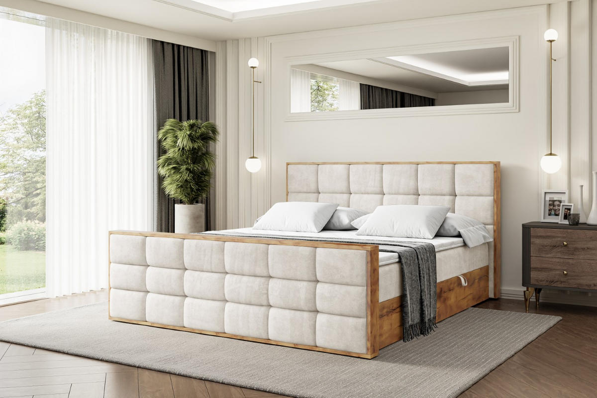 BOXBETT mit Matratze H4 und Lattenrost - LOLLI2-Z - 120x200 - Beige Casablanca - Beige, Holzwerkstoff (120/200cm) - ALTDECOR