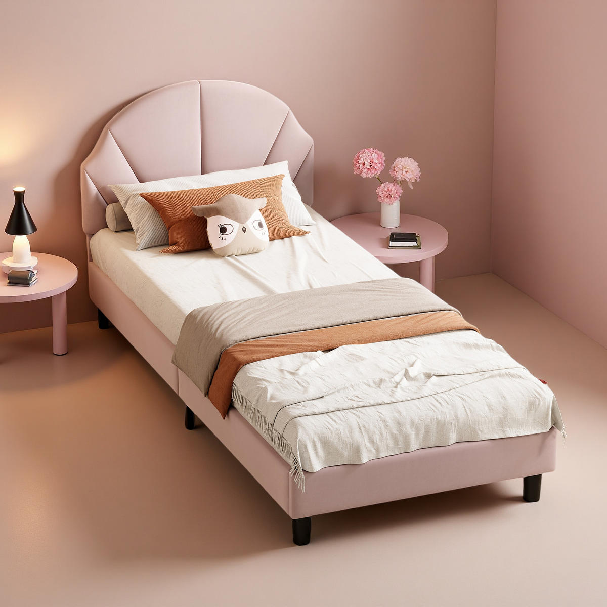 POLSTERBETT 90/190 cm Rosa mit gepolstertem Kopfteil - Rosa, Holz (90/190cm) - SHOPENTRA