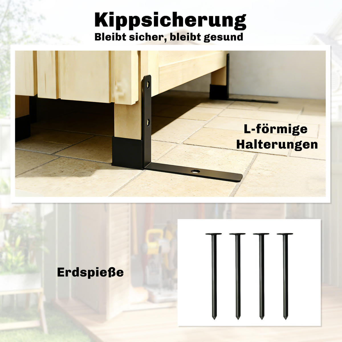 GERÄTESCHUPPEN Tannenholz Naturholz - Naturfarben, Holz/Kunststoff (58/213/85cm) - Outsunny