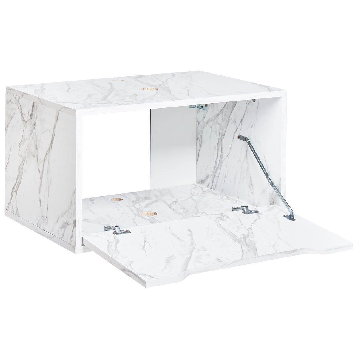 WASCHBECKENUNTERSCHRANK wandmontiertk 60 cm Weißer Marmor Petrolina - Weiß, Holzwerkstoff (60/33/39cm) - Beliani