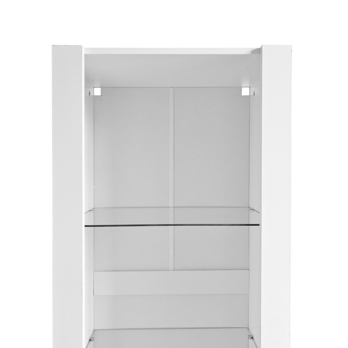 VITRINE 55x38x166 cm Weiß Hochglanz mit LED - Weiß, Holzwerkstoff (55/166/38cm) - FLIEKS