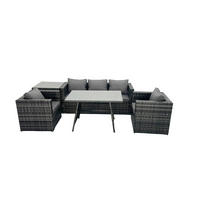 GARTENMÖBELSET mit Esstisch 5-Sitzer Grau - Dunkelgrau/Grau, Glas/Kunststoff - Fimous