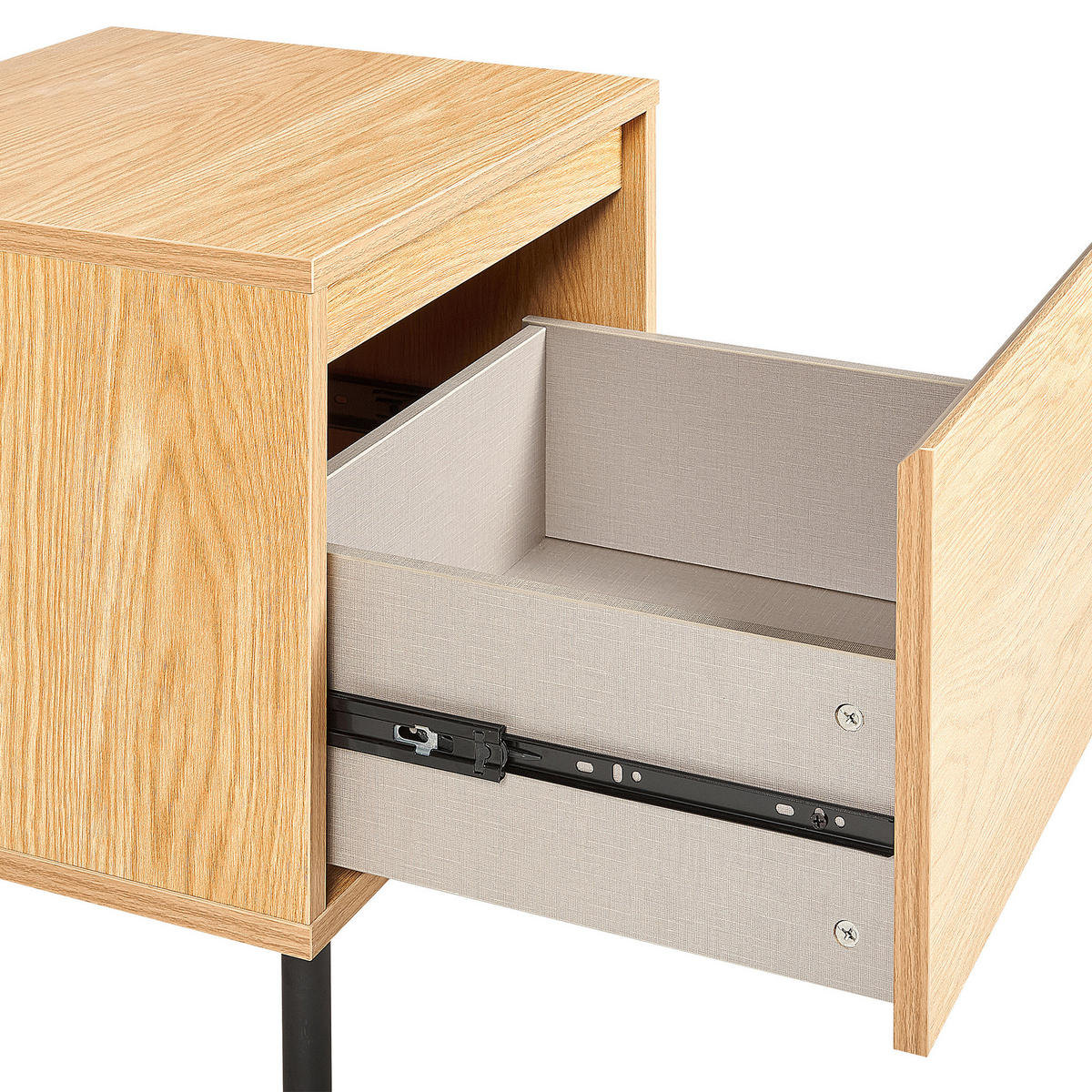 NACHTTISCH heller Holzfarbton/schwarz 1 Schublade Nikea - Hellbraun/Schwarz, Holzwerkstoff (45/45/40cm) - Beliani