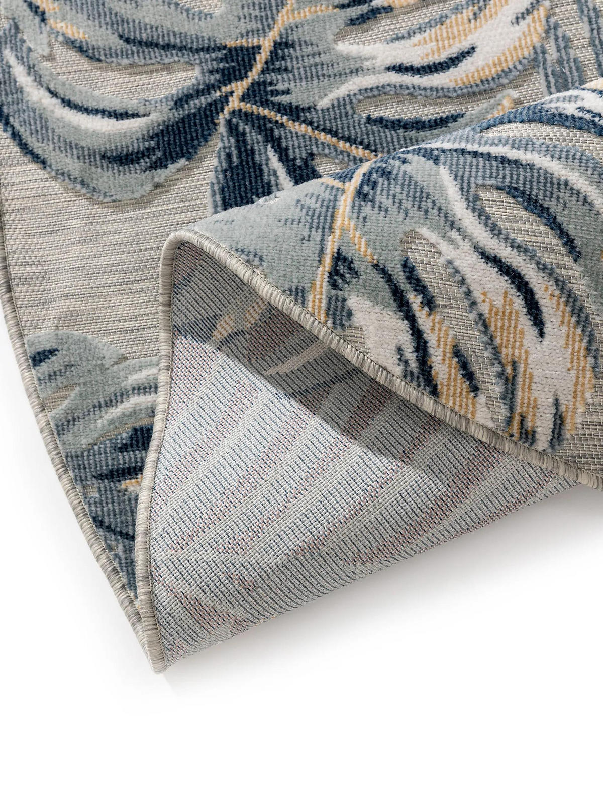 VNITŘNÍ a venkovní koberec Flora Vícebarevné ø 200 cm kulatý - modrá/krémová, plast/umělá hmota (200/200cm) - benuta