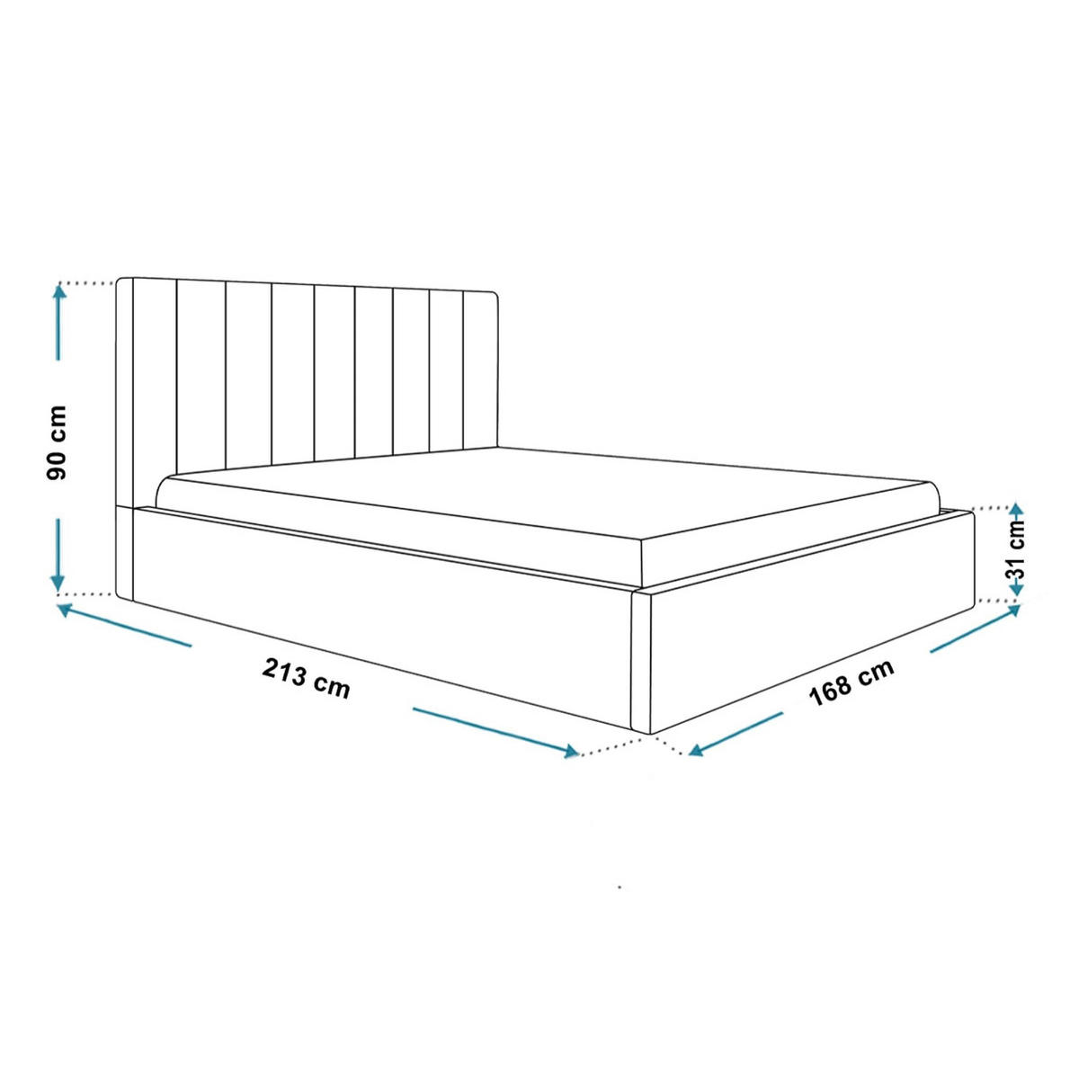 BETT 160x200 - Polsterbett mit Bettkasten und Metallrahmen - Modern Betten - Glatter Kronos-Stoff - Kollektion Sapporo - Grün - Grün, Holz/Textil (160/200cm) - Alpi-Möbel