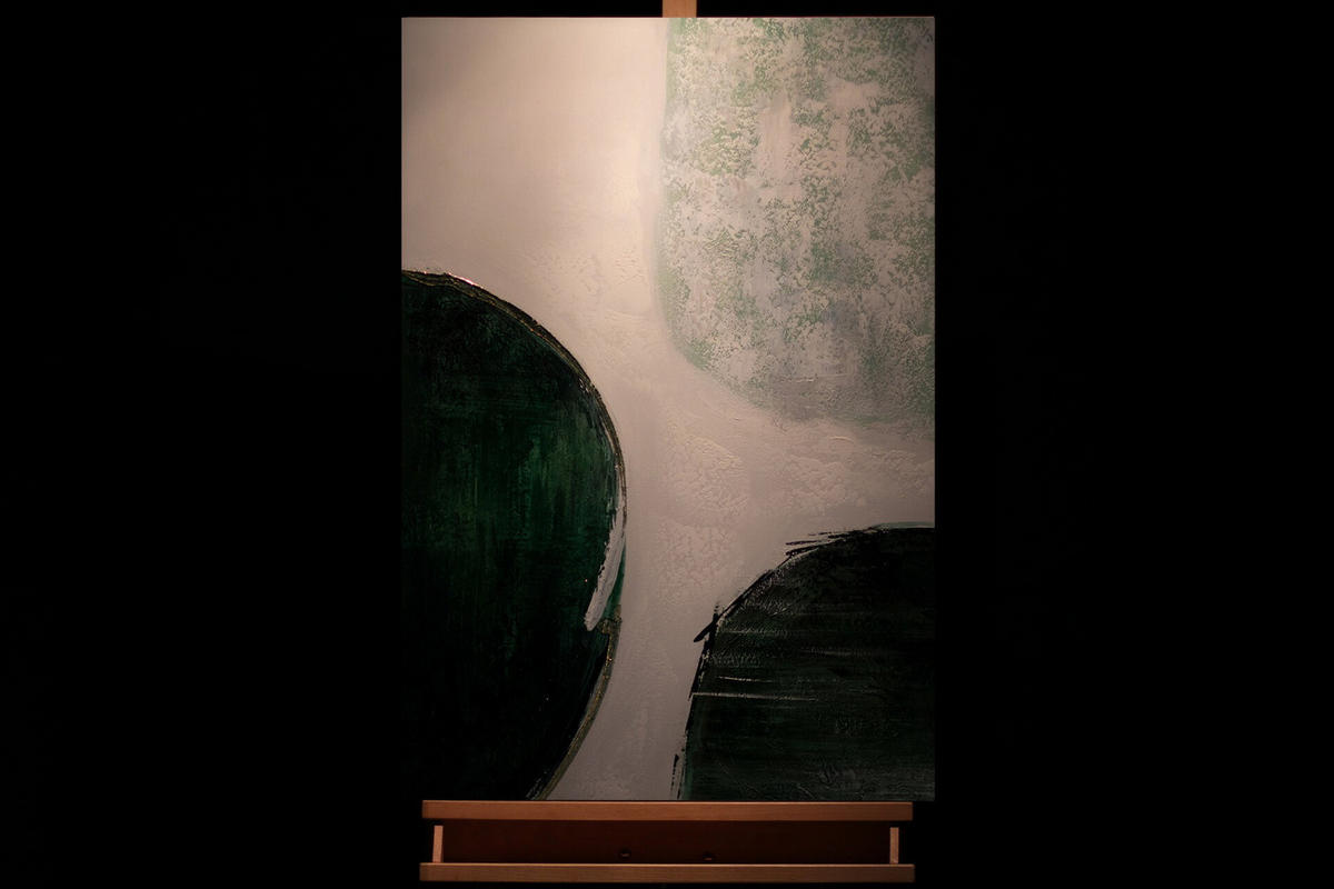 ACRYLBILD HANDGEMALT 60/90 cm - Weiß/Grün, Holz/Textil (60/90cm) - KUNSTLOFT