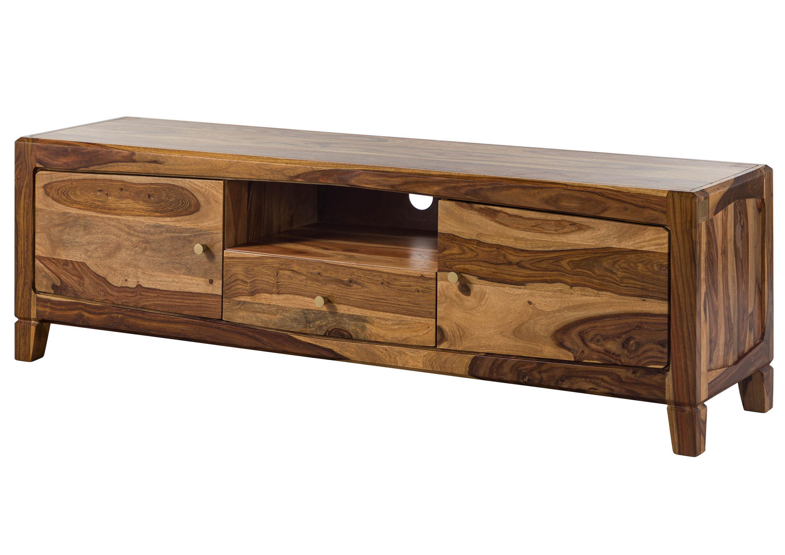 TV-BOARD Sheesham 175x45x55 braun lackiert ANCONA #110 - Braun, Holz (175/55/45cm) - Massivmoebel24