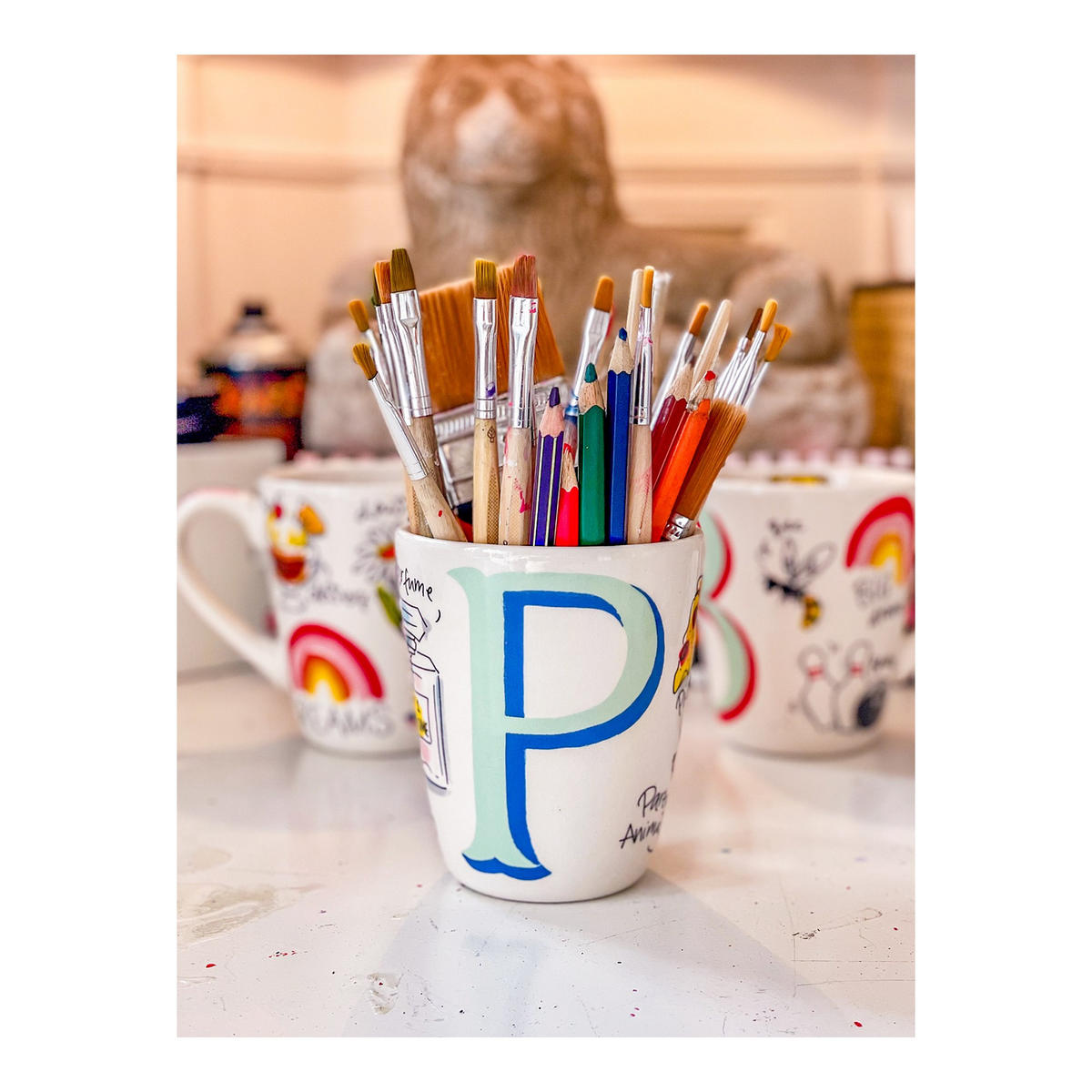 BECHER Liebesbrief P in Bunt - 350 ml - Multicolor, Keramik (0.35L) - Blond Amsterdam