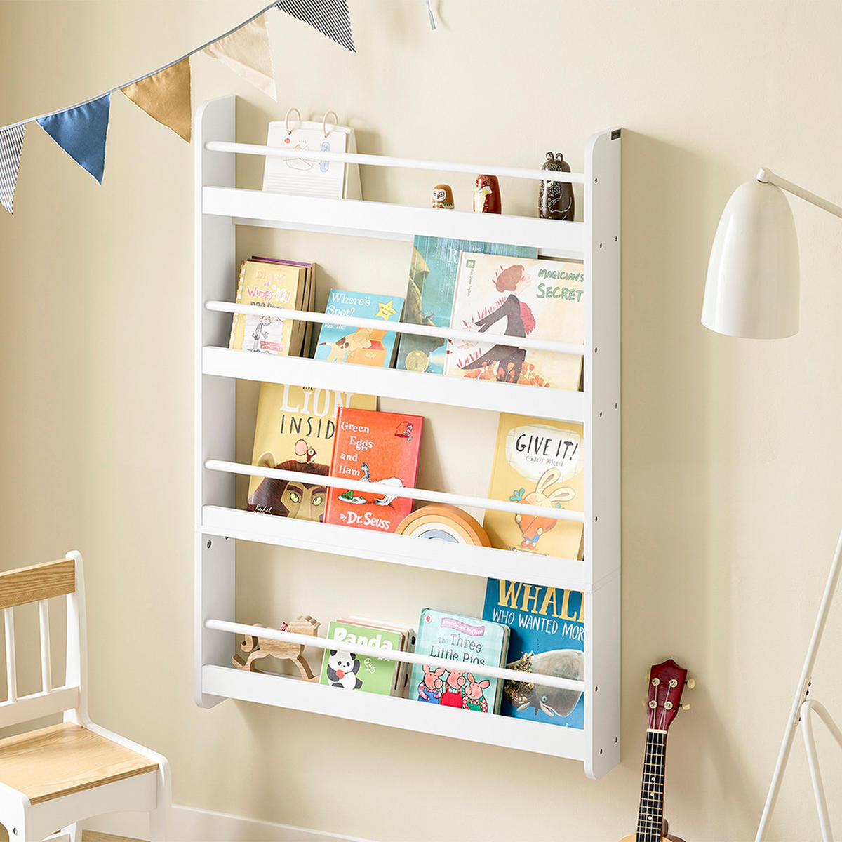 KINDERREGAL mit 4 Fächern Weiß 80x12x118cm Funktional - Weiß, Holzwerkstoff (12/118/80cm) - SoBuy