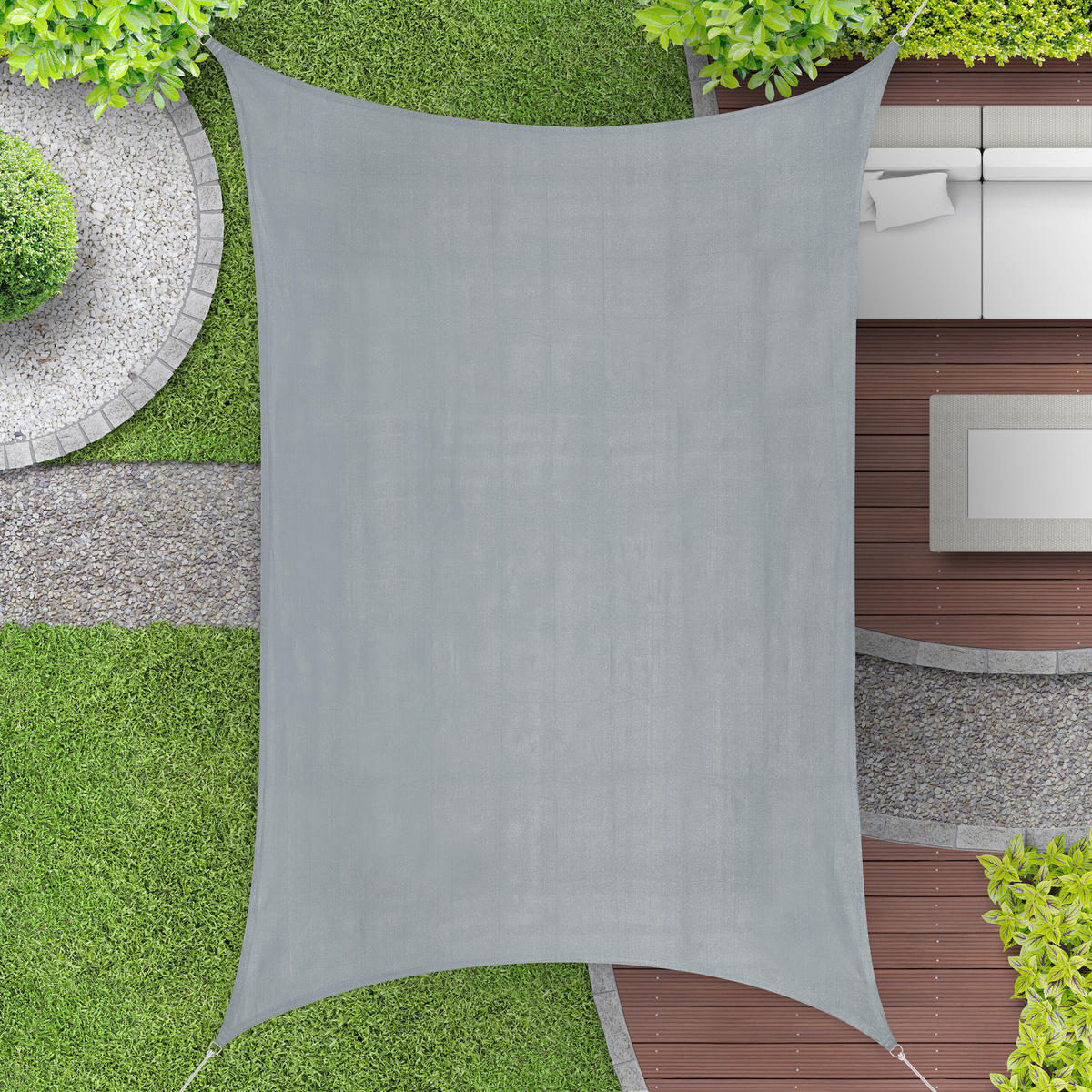 SONNENSEGEL - Grau, Kunststoff/Metall (300/200cm) - Relaxdays