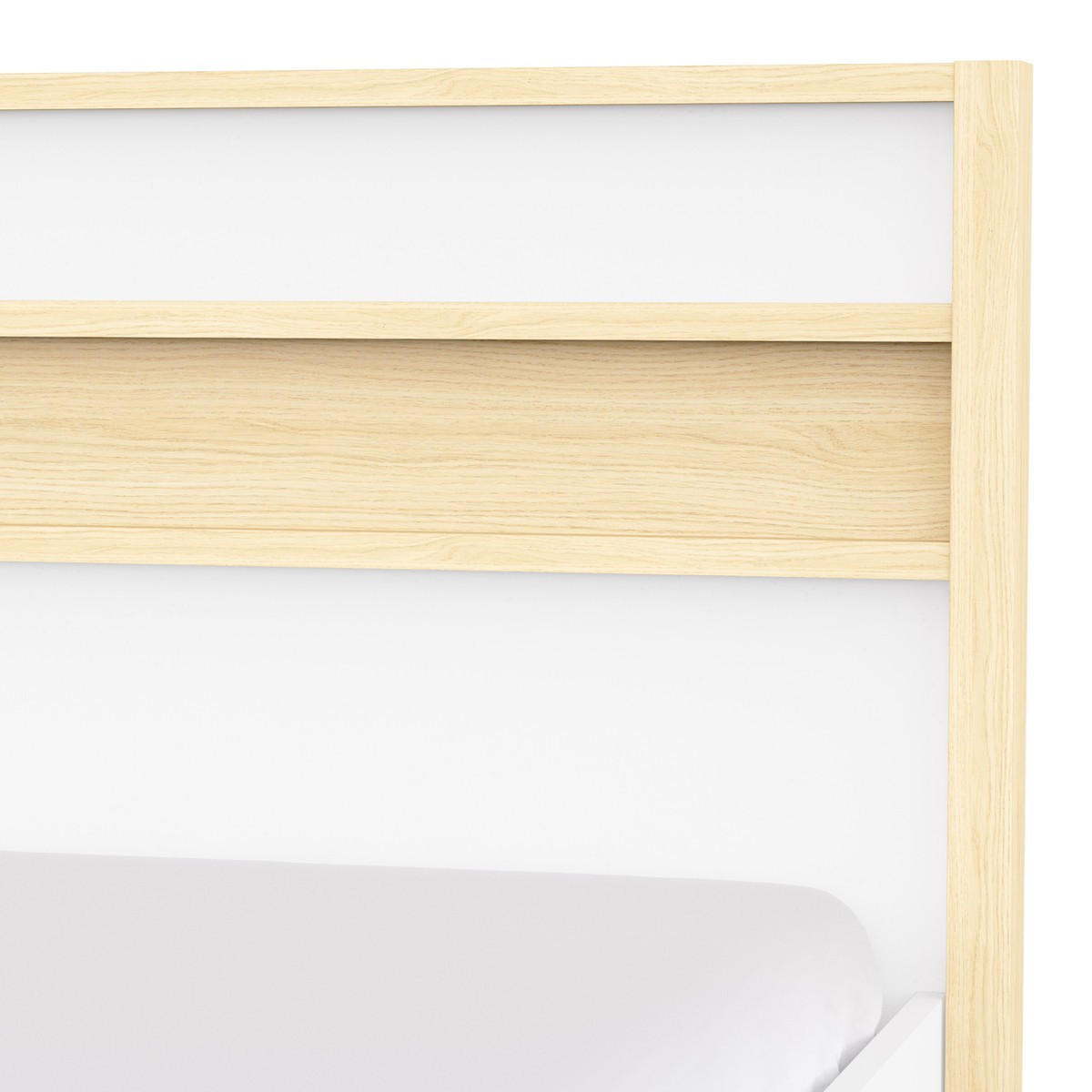 BETT in Weiß und Eichen-Dekor 151,9/207,3/95 cm - Weiß, Holzwerkstoff (140/190cm) - Calicosy