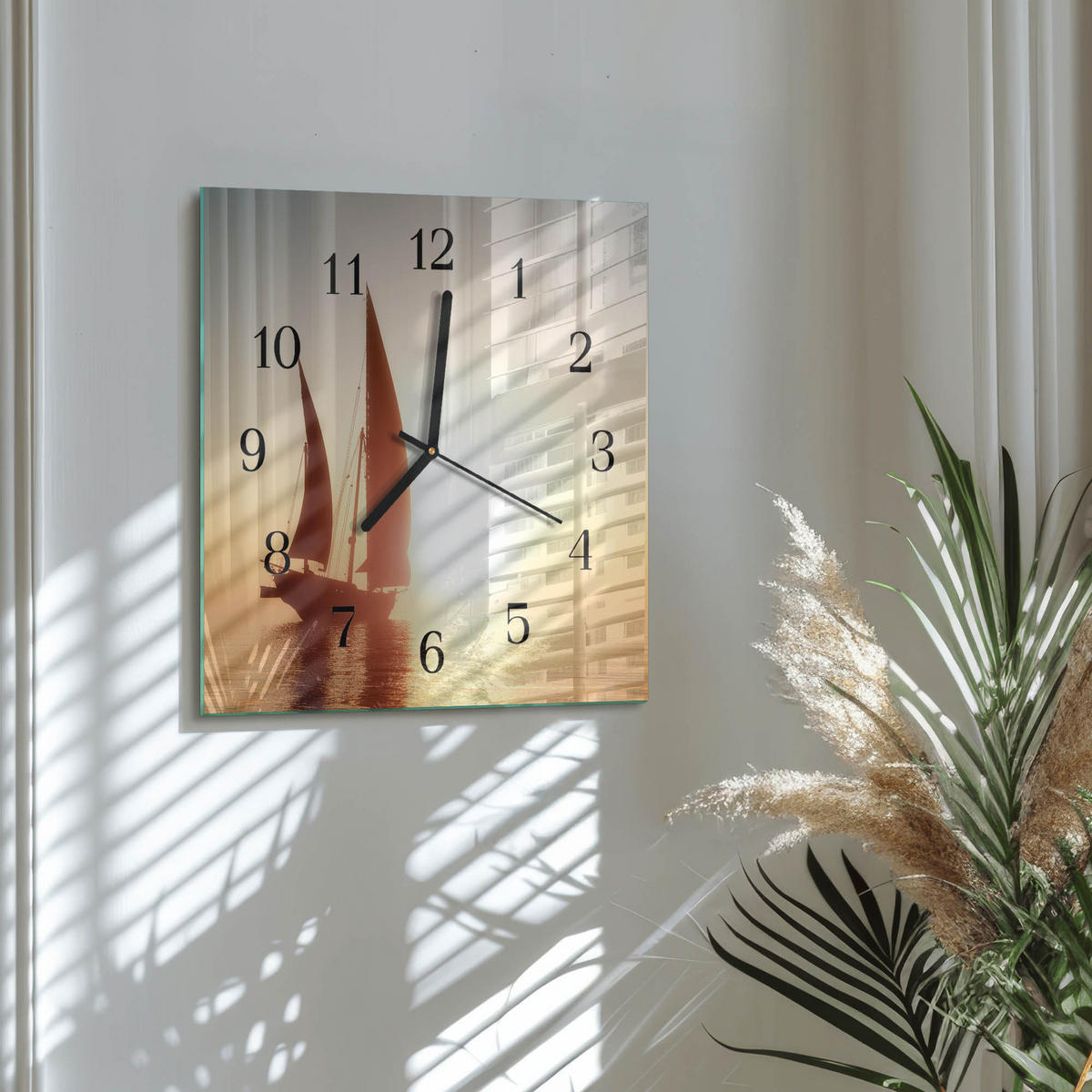 WANDUHR 30x30 cm - Segelboot - Multicolor, Glas (30/30/0.4cm) - TULUP
