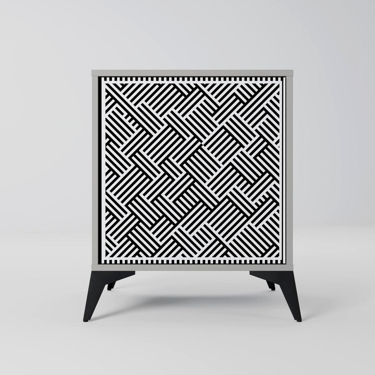 SIDEBOARD TEMPORARY SEQUENCE, Grau, 57,5x42x67,5 cm, Schwarze Metall-Rahmenfüße - Multicolor/Schwarz, Holzwerkstoff/Metall (57.5/67.5/42cm) - SpaceRebels