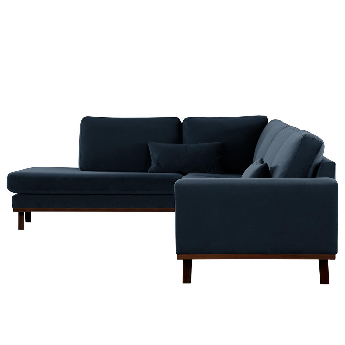 ECKSOFA mit Ottomane - Buchefarben/Dunkelblau, Buchenholz/Textil (287/219cm) - home24