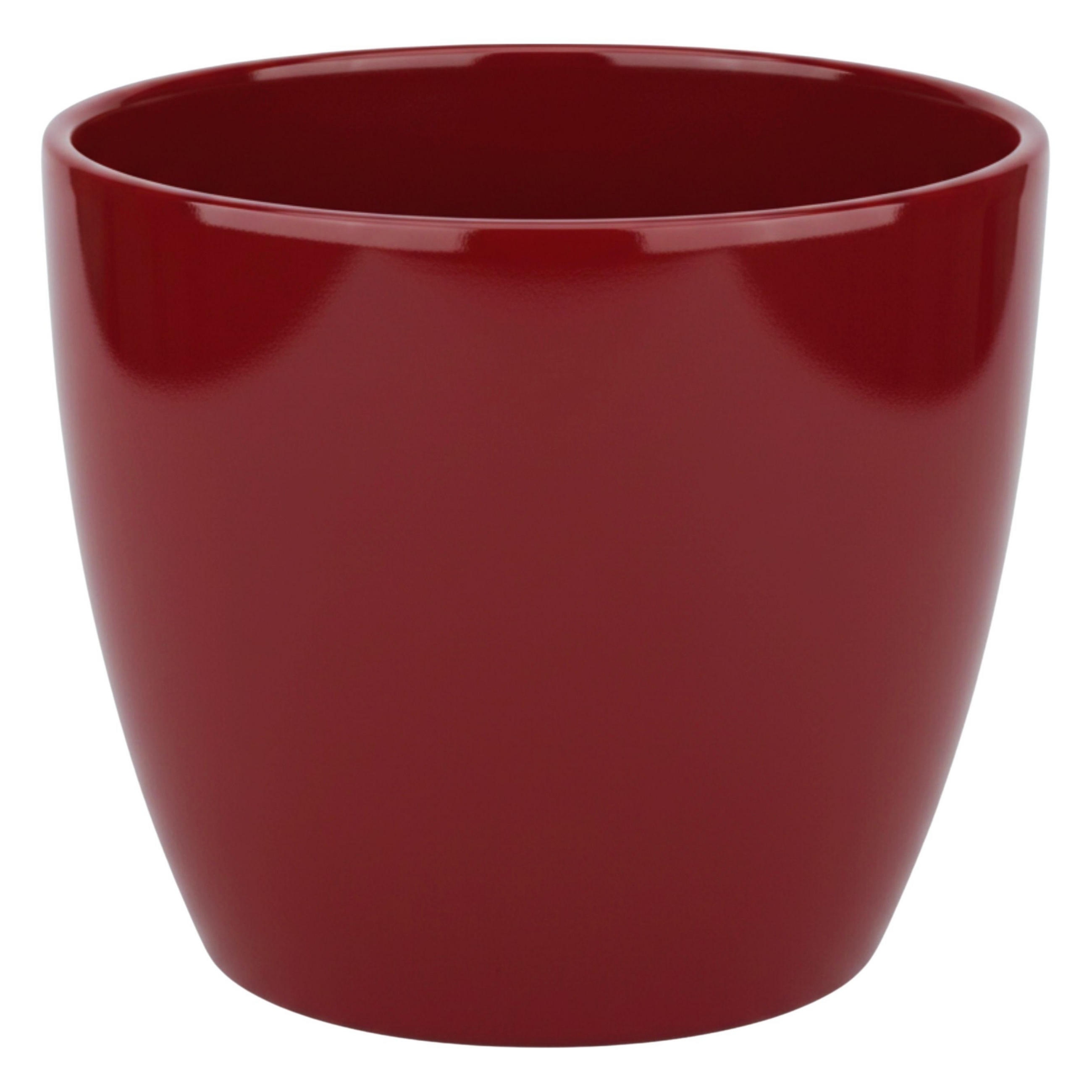 BLUMENTOPF Sylt Keramik Ø 17 cm Höhe 15 cm rund Weinrot glänzend - Weinrot, Keramik (17/15cm) - LENI